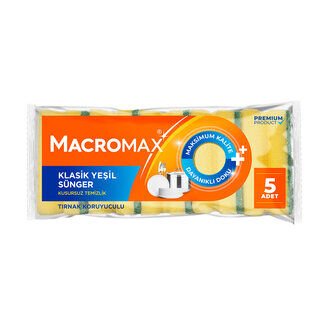 Macromax Klasik Yeşil Oluklu Sünger 5 li