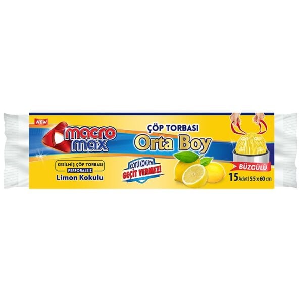 Macromax Büzgülü Limon Orta Çöp Torbası