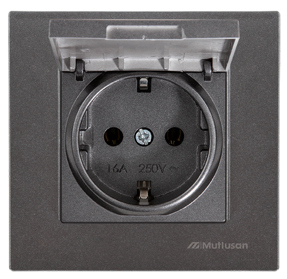 Mutlusan Rita Füme Kapaklı Topraklı Priz