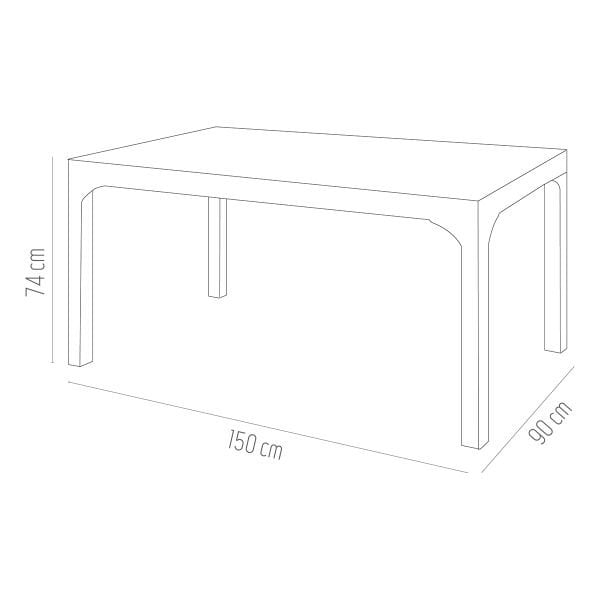 Holiday HM735B Wood Camlı Masa 90x150cm Beyaz