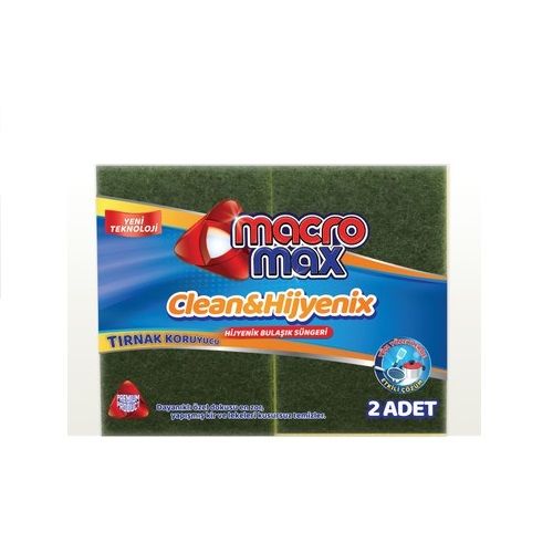 Macromax Klasik Yeşil Oluklu Sünger 2 li