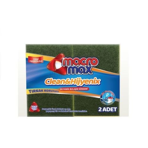 Macromax Klasik Yeşil Oluklu Sünger 2 li