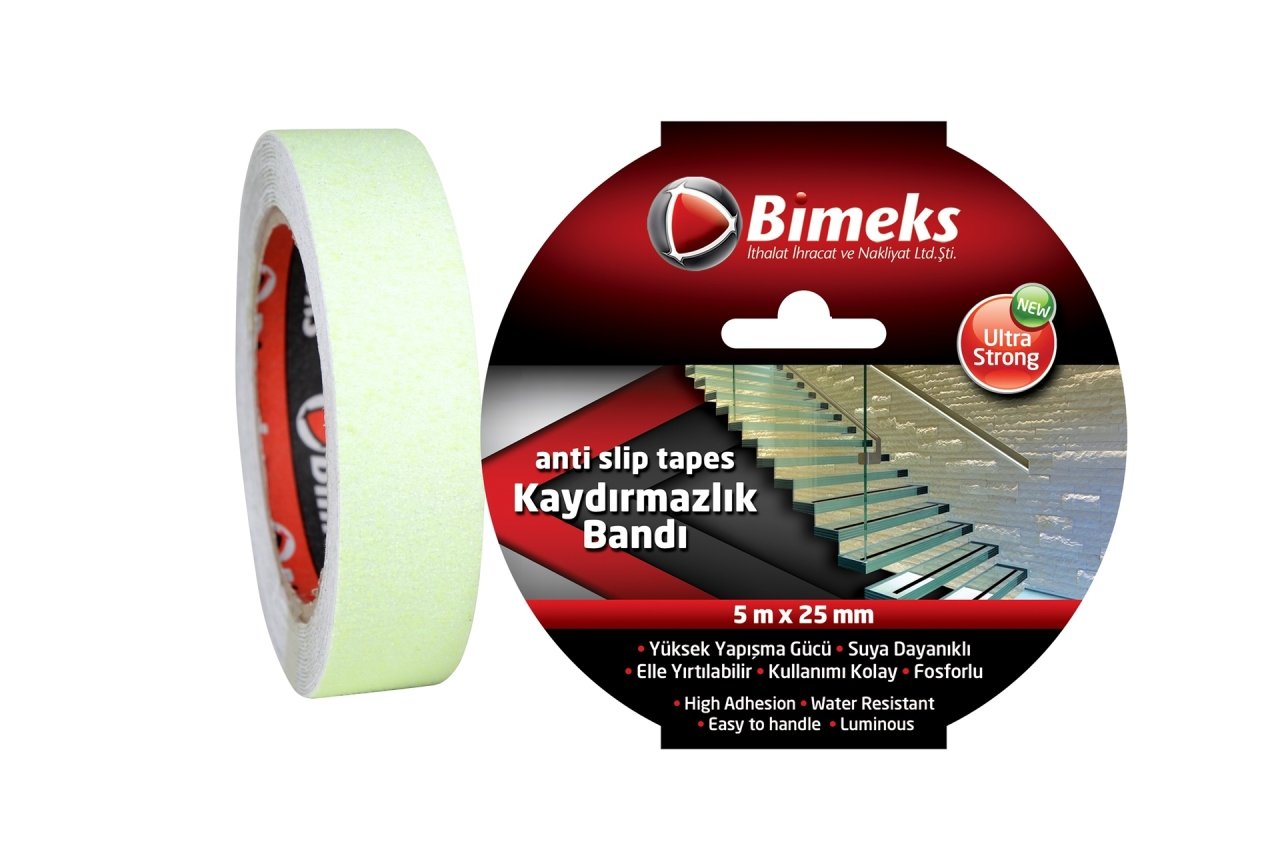 Bimeks Fosforlu Kaydırmazlık Bandı 5mtx25mm