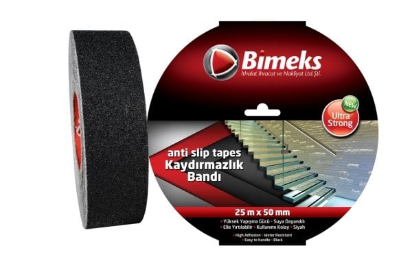 Bimeks Siyah Kaydırmazlık Bandı 25mtx50mm