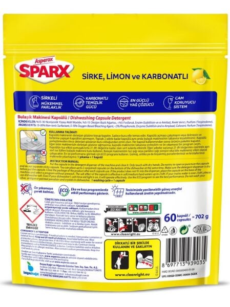 Asperox Sparx Diamond Bulaşık Makine Kapsülü 60lı