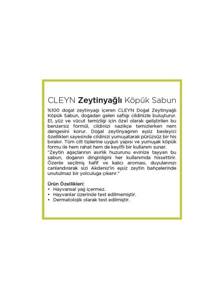 Cleyn Köpük Sabun Zeytinyağlı 2 Litre