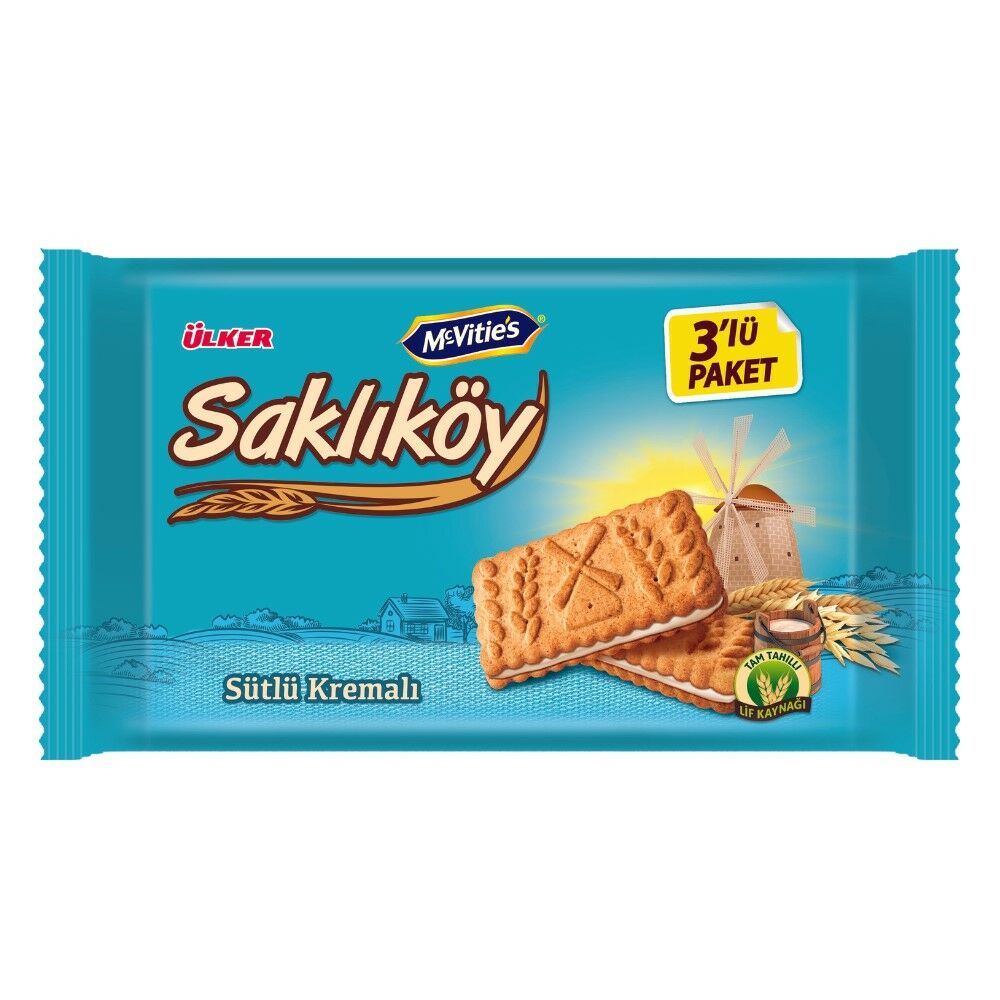 Ülker Saklıköy Sütlü Kremalı Bisküvi 3x88g