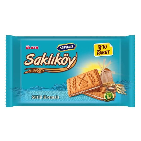 Ülker Saklıköy Sütlü Kremalı Bisküvi 3x88g