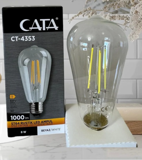 Cata CT-4353 Flament Rustik Ampül E27 8W Beyaz