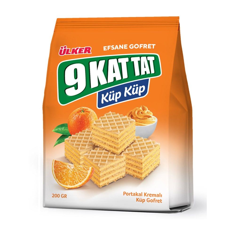 Ülker 9 Kat Tat Küp Gofret Portakallı 200gr