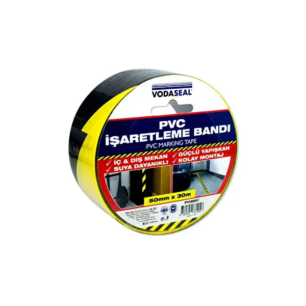 Vodaseal Pvc İşaretleme Bandı SarıSiyah 50mmx30mt