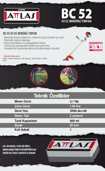 ATTLAS BC52L Benzinli Tırpan 52cc