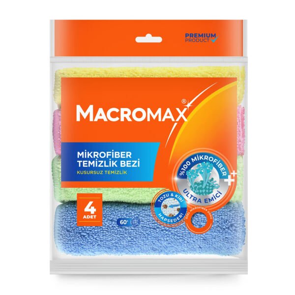 Macromax Rengarenk Mikrofiber Tem.Bezi 4 lü