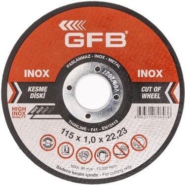 GFB İnox Kesici Taş 115x1.0x22.23
