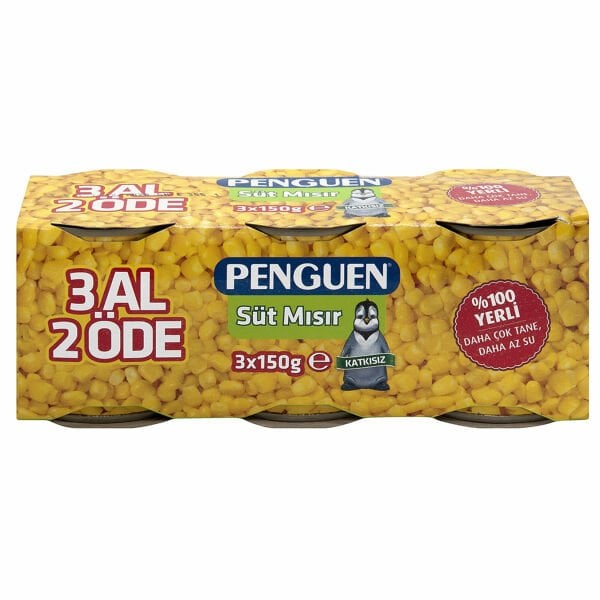 Penguen Süt Mısır 3x150gr Vakumlu Eko