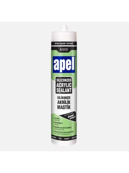 Apel AS55 Silikonize Akrilik Mastik Siyah 500g
