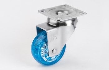 HTS-301 50x20 Şeffaf Mavi Makaralı Tablalı Teker