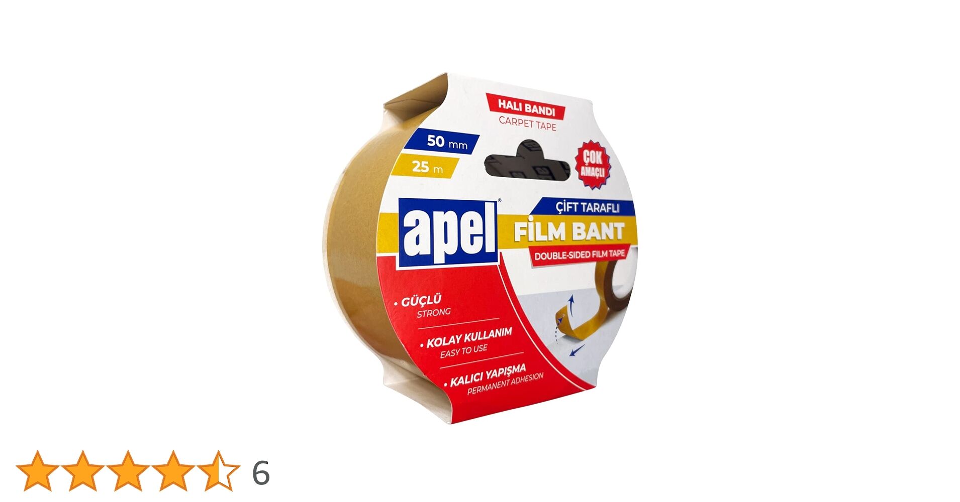 Apel AT41 Ç.T. Film Halı Bandı 50mmx25Metre Şeffaf
