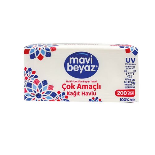 Mavi Beyaz Paket Kağıt Havlu 200 Yaprak