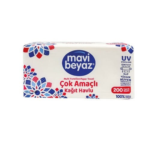 Mavi Beyaz Paket Kağıt Havlu 200 Yaprak