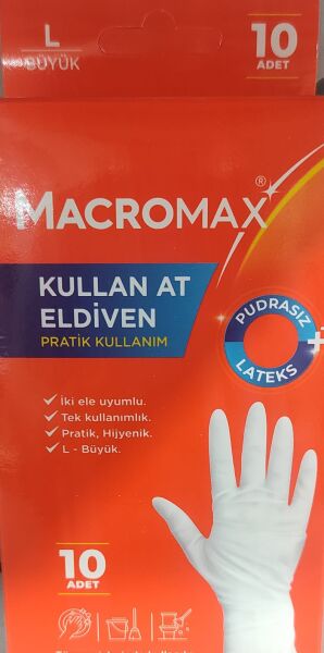 Macromax Kullan At Lateks Eldiven L Pudrasız