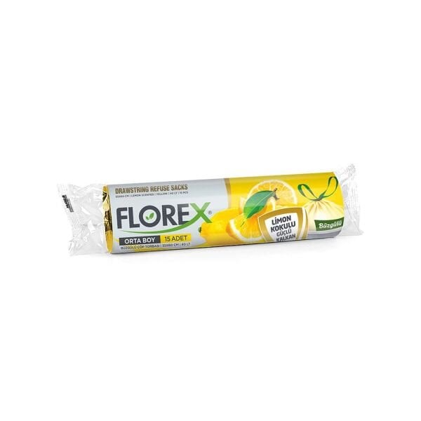 Florex Çöp Torbası Büzgülü Limon Orta 10 lu