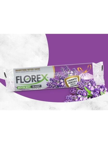Florex Çöp Torbası Büzgülü Lavanta Büyük 10 lu