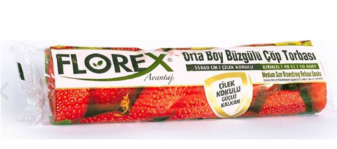 Florex Çöp Torbası Büzgülü Çilek Orta 10 lu