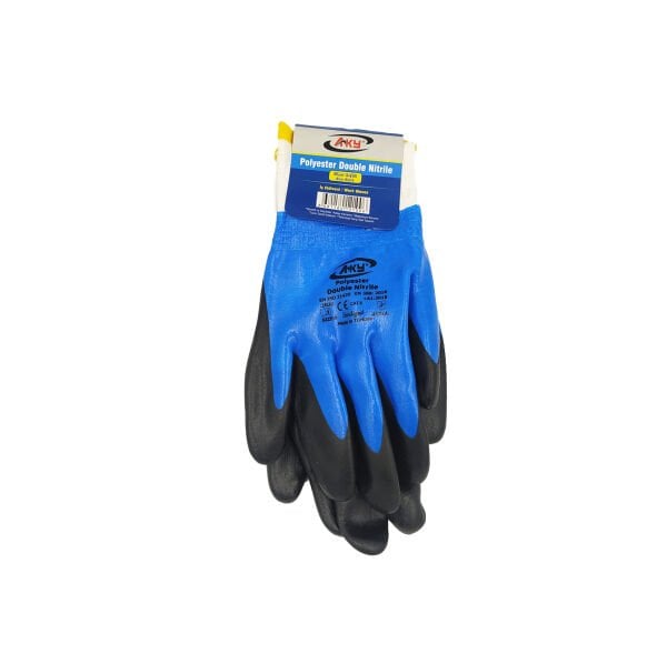 Aky Eldiven Double Polyester Mavi-Siyah