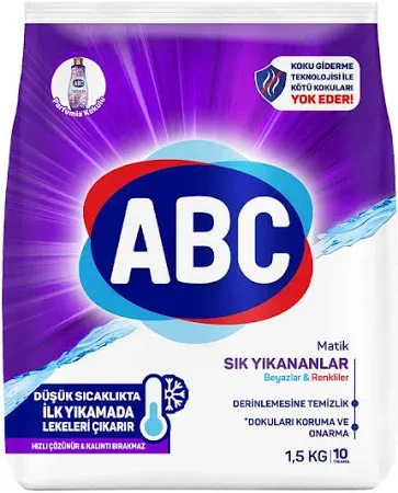 ABC MATİK SIK YIKANANLAR BEYAZLAR&RENKLİLER 1,5KG
