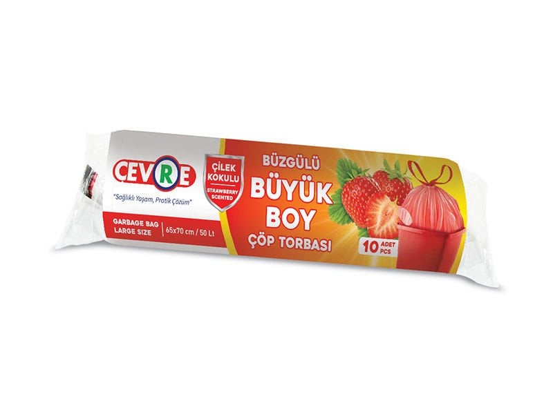 Çevre Büzgülü Çöp Torbası Büyük Çilek
