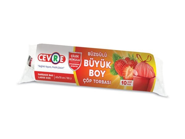 Çevre Büzgülü Çöp Torbası Büyük Çilek