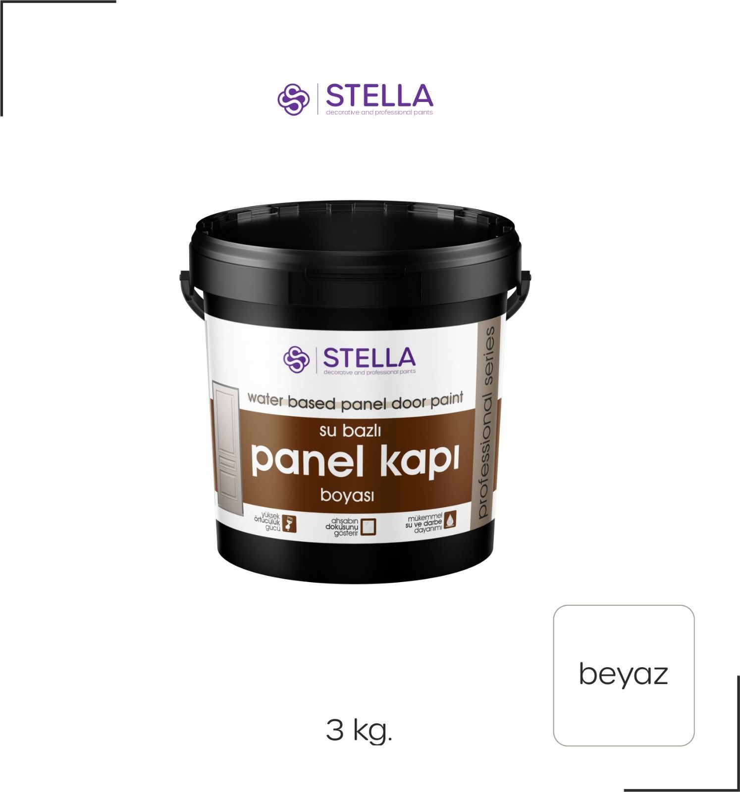 Stella Su Bazlı Panel Kapı Boyası Beyaz 3kg