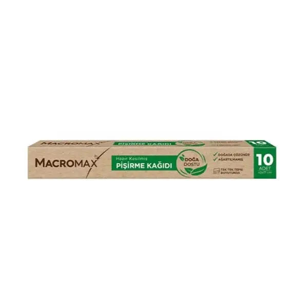 Macromax Doğal Pişirme Kağıdı Hazır Kesilmiş 10lu