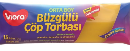 Viora Güçlü Büzgülü Çöp Torbası Orta Boy 15li