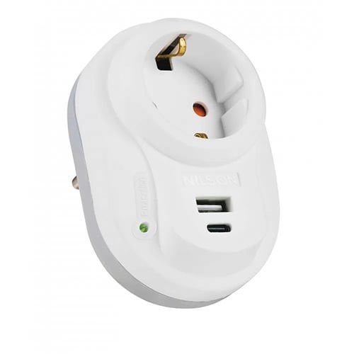 Nilson Akım Korumalı Beyaz Usb li Fiş Priz