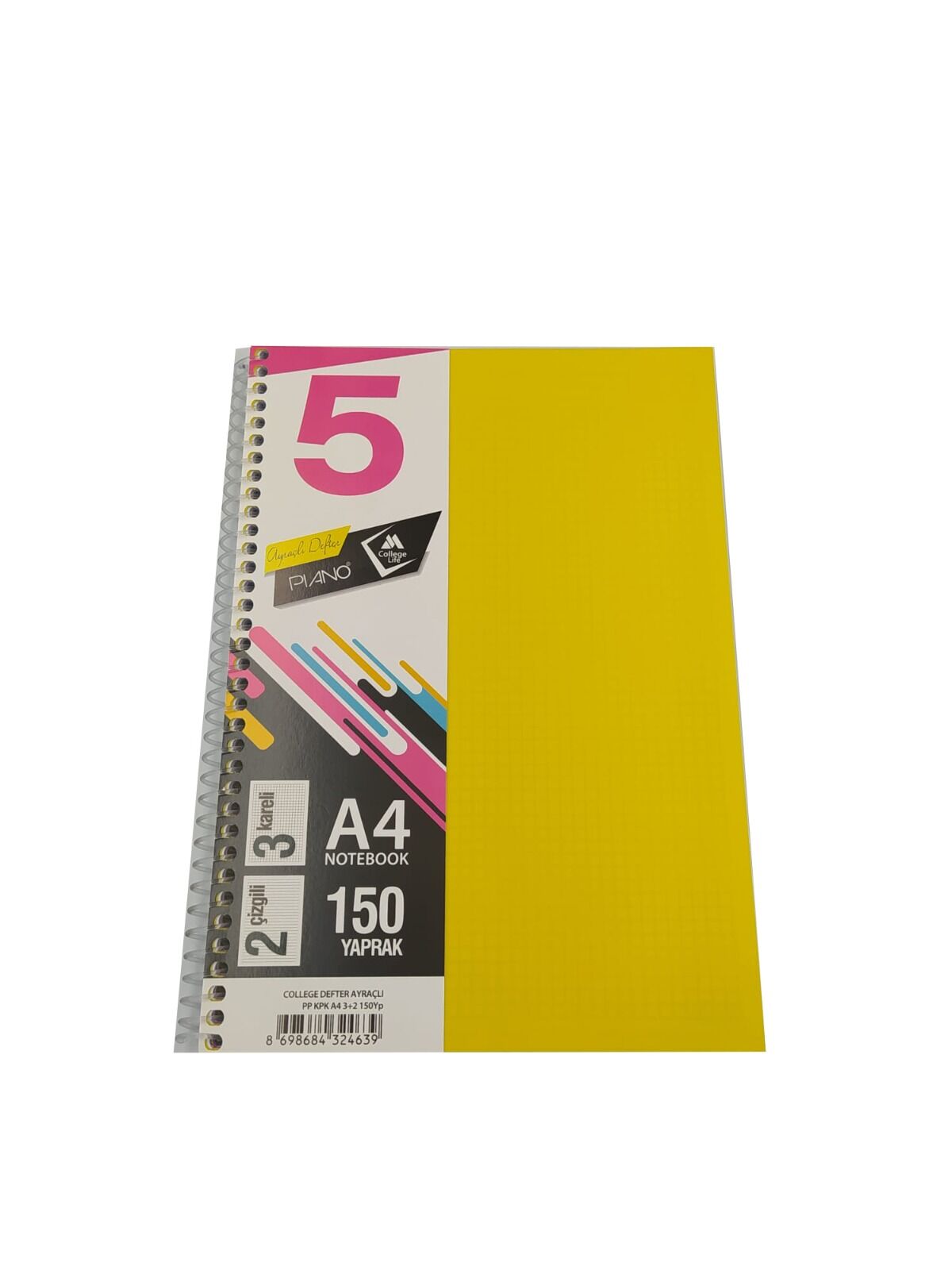 Piano College P.P Kapak Ayraçlı Defter A4 150Y 3+2