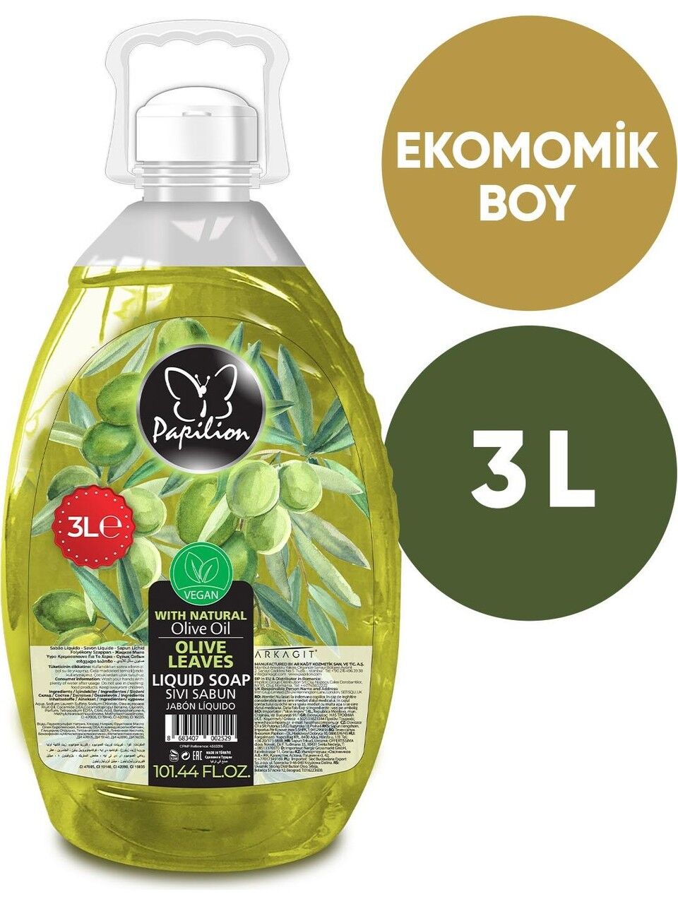 Papilion Sıvı Sabun Zeytin Yağlı 3lt