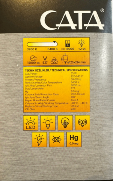Cata CT-4262B Touch Beyaz Led Ampül 55w 6400K
