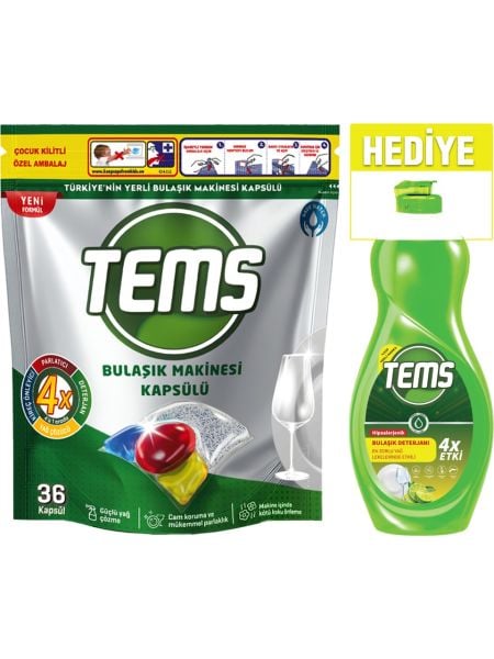 Tems Bulaşık Makinesi Kapsülü 36lı+Bulaşık Det.
