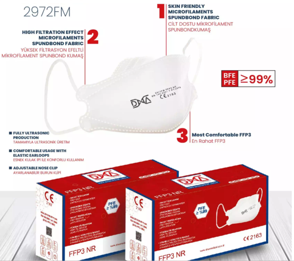DNA Toz Maskesi FFP3 NR Katlanabilir Poşetli