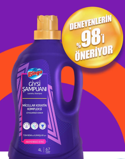 Bingo Giysi Şampuanı Arındırıcı Etki 4 Litre