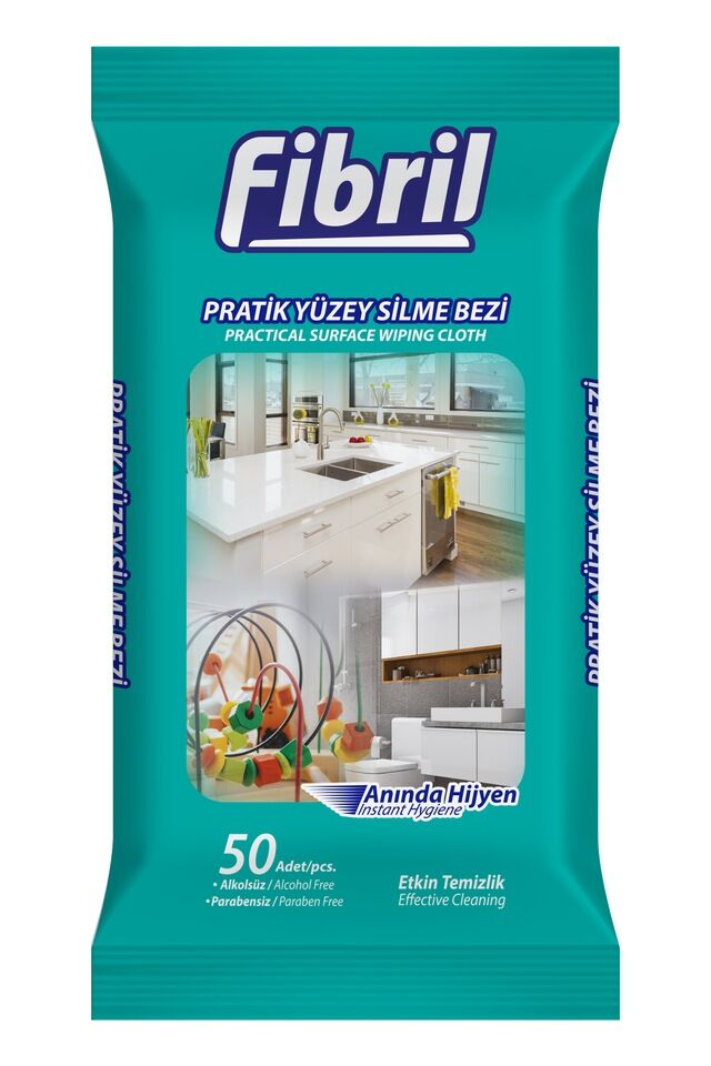 Fibril Yüzey Temizleme Mendili 50 li Pratik