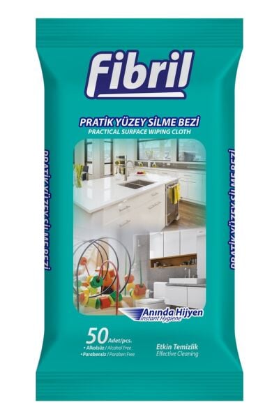 Fibril Yüzey Temizleme Mendili 50 li Pratik