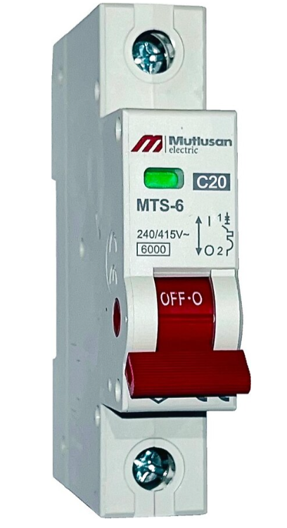 Mutlusan 1P 25A 6KA B Tipi Otomatik Sigorta