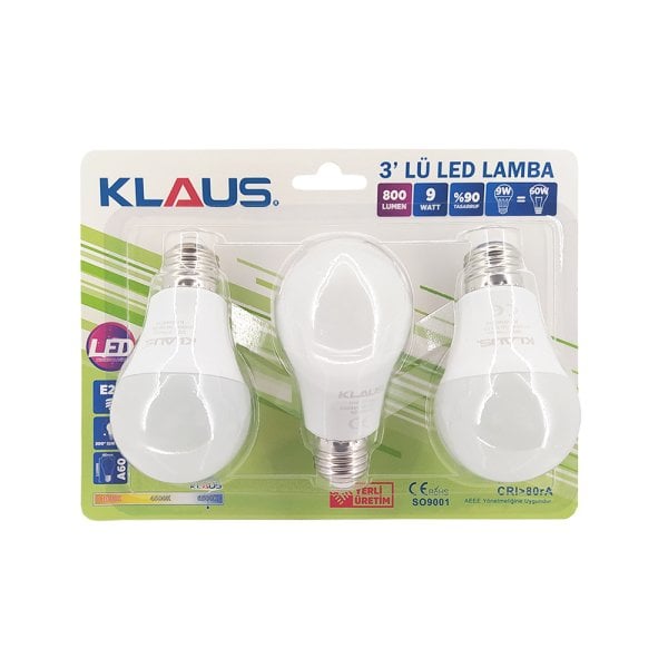 Klaus Ampul 9w 3lü Blister