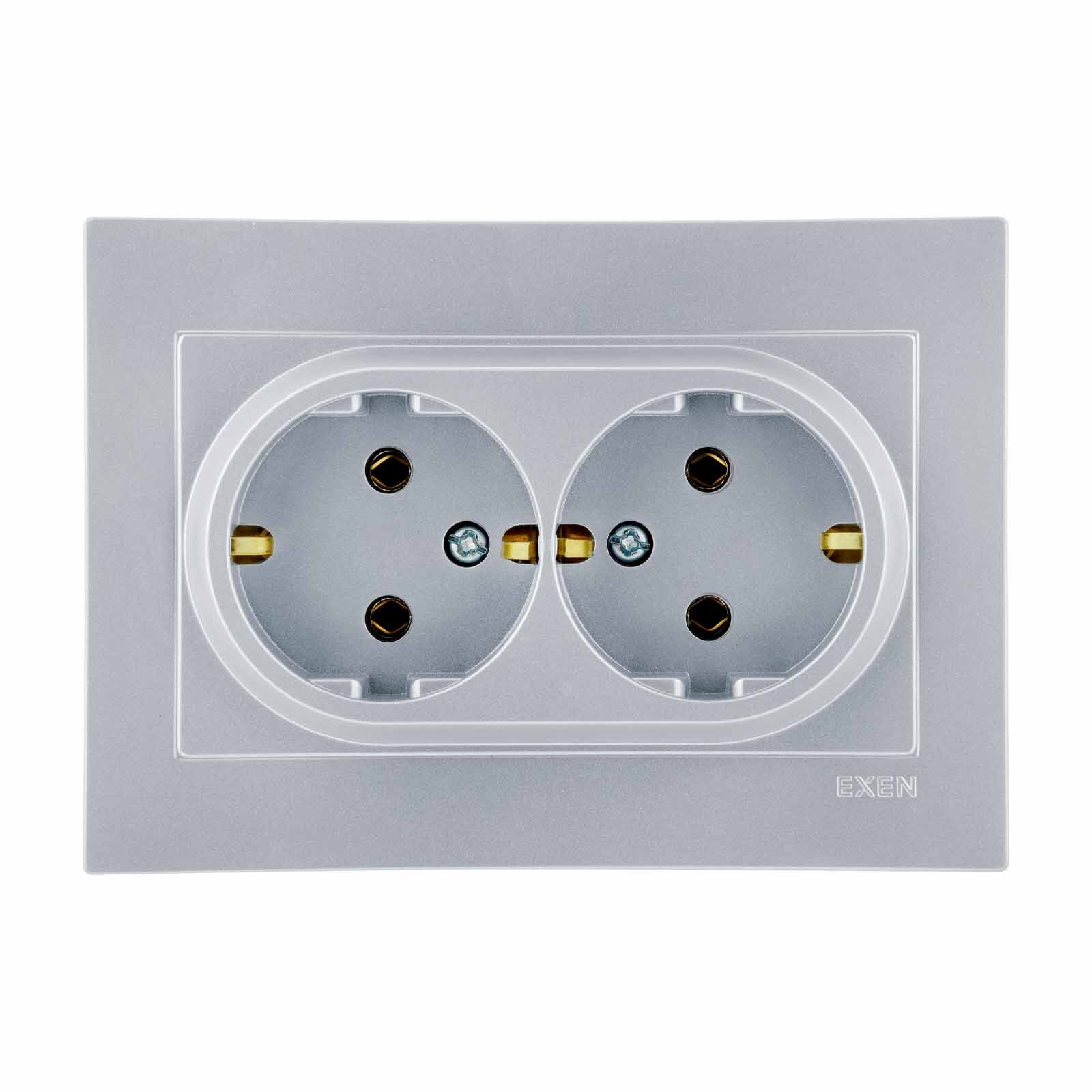 Exen Karell Blisterli Gümüş İkili Topraklı Priz