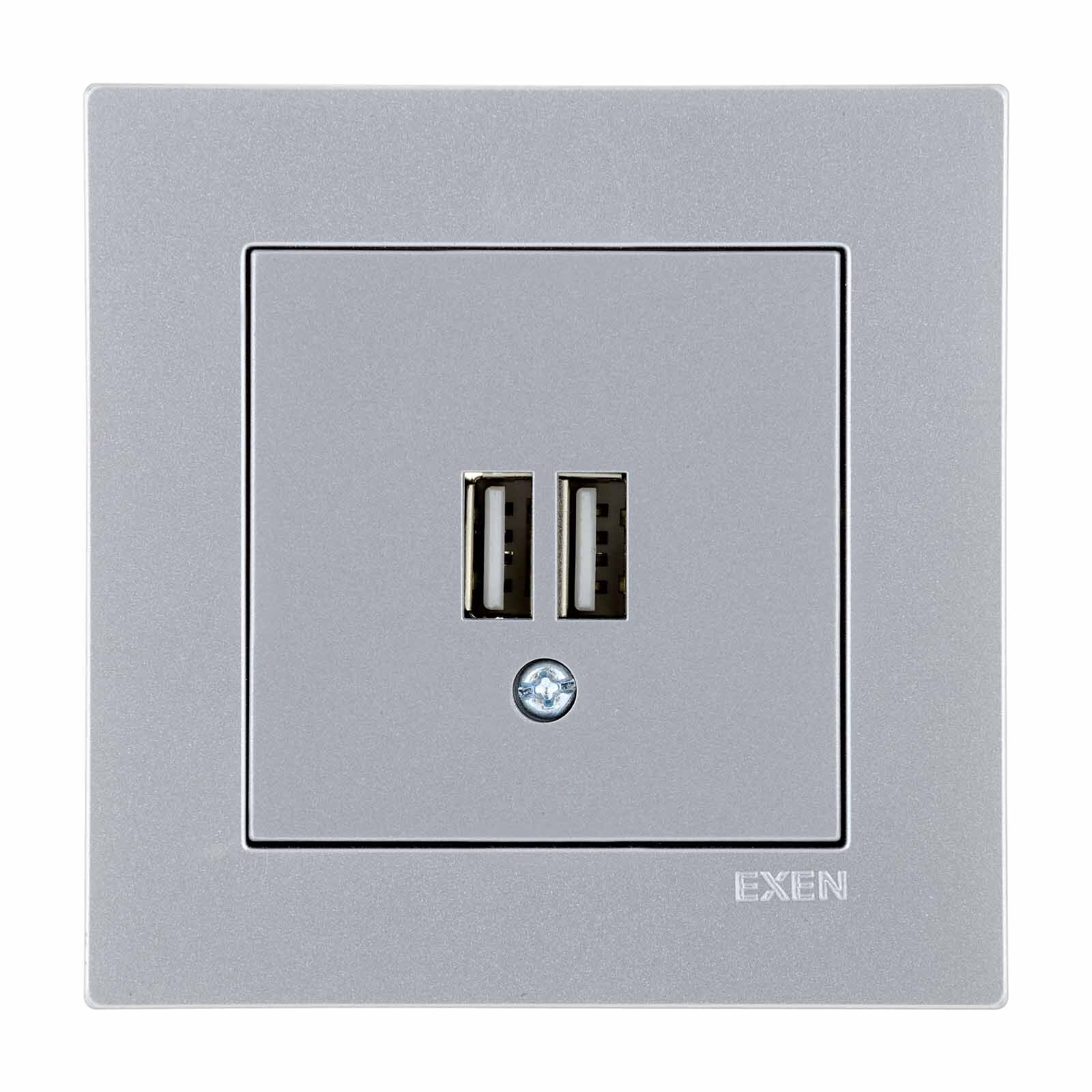 Exen Karell Blisterli Gümüş 2x Usb Şarj Prizi