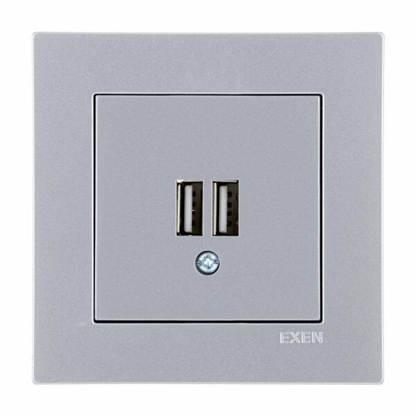 Exen Karell Blisterli Gümüş 2x Usb Şarj Prizi