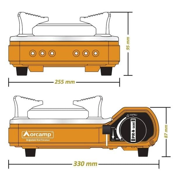 Orcamp Tekli Portatif Ocak Stok Emniyetli Turuncu